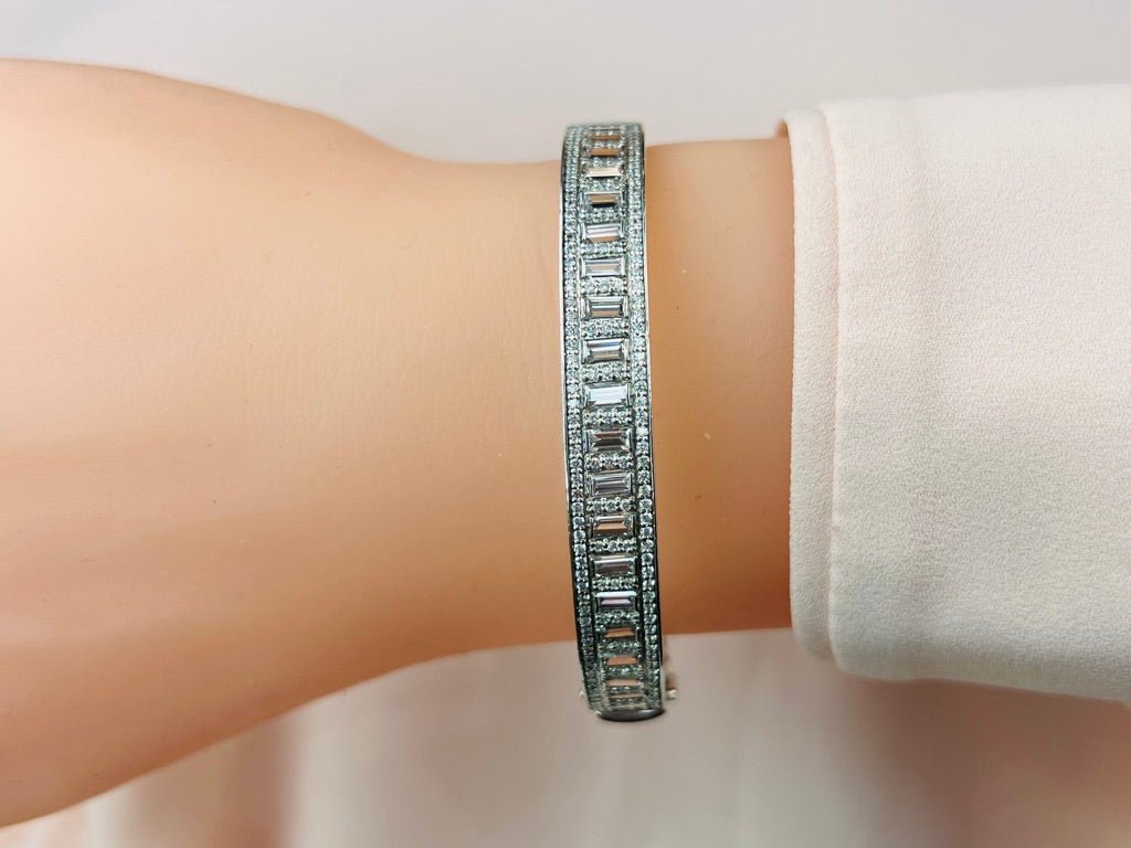 Sleek And Stylish Baguette Lab - Grown Diamond Bangle with 4.30 ct.(finished) 4x2mm, 1.1mm - Luxury Time NYC