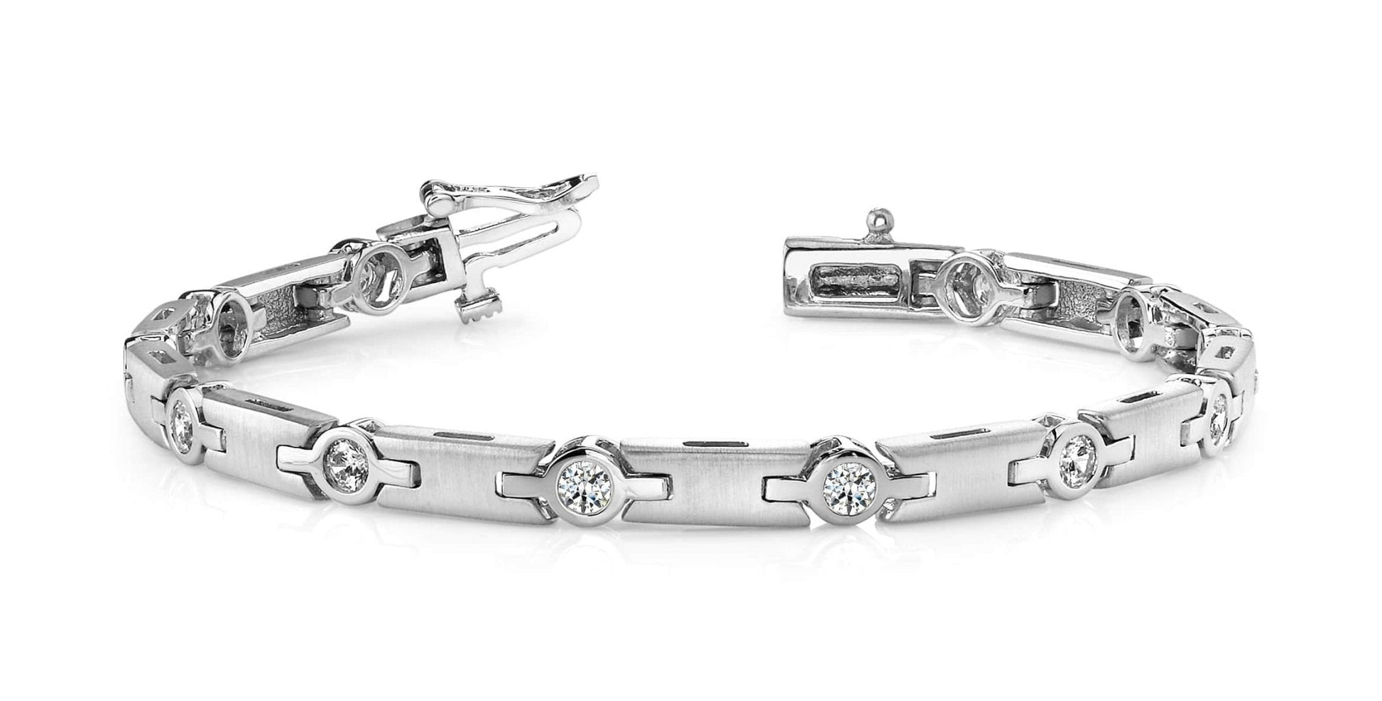 Solid H Link Diamond Bracelet with 0.48 ct.(finished) 2.3mm - Luxury Time NYC