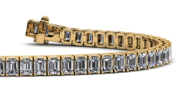 Sparkling Emerald Cut Diamond Bracelet with 10.24 ct.(finished) 3.3x2.4mm - Luxury Time NYC