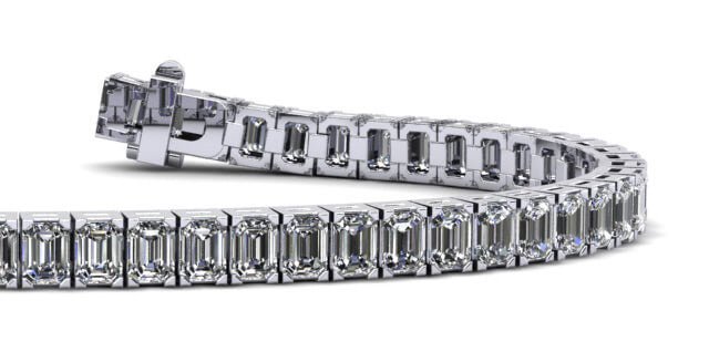 Sparkling Emerald Cut Diamond Bracelet with 11.40 ct.(finished) 3.8x2.8mm - Luxury Time NYC