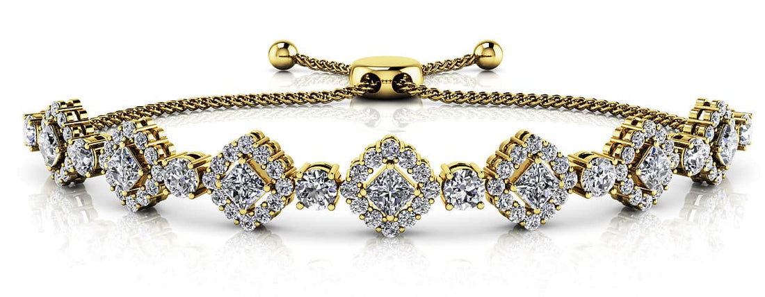 Square Link Adjustable Diamond Bracelet with 2.92 ct.(finished) 1.3mm, 3mm, 3.2mm - Luxury Time NYC