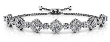 Square Link Adjustable Diamond Bracelet with 3.46 ct.(finished) 1.5mm, 3.2mm, 3.5mm - Luxury Time NYC