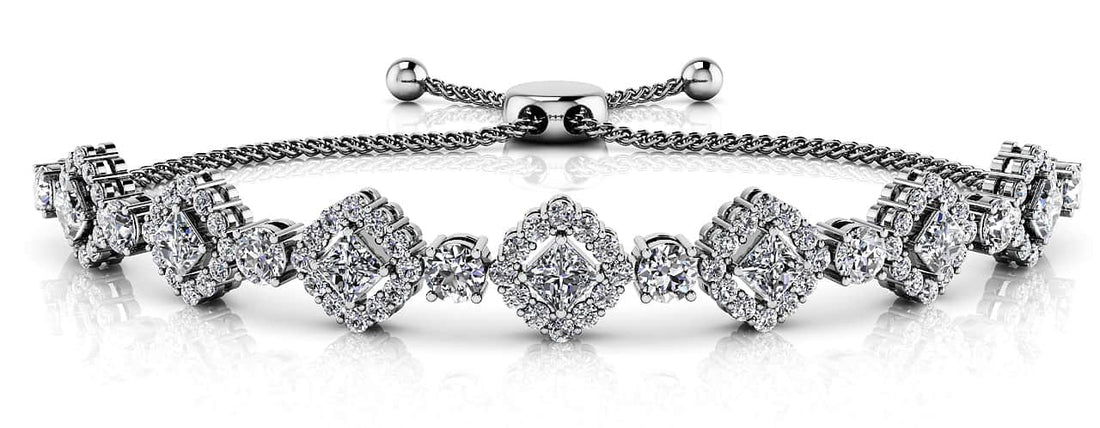 Square Link Adjustable Lab - Grown Diamond Bracelet with 1.97 ct.(finished) 1.2mm, 2.5mm, 2.7mm - Luxury Time NYC