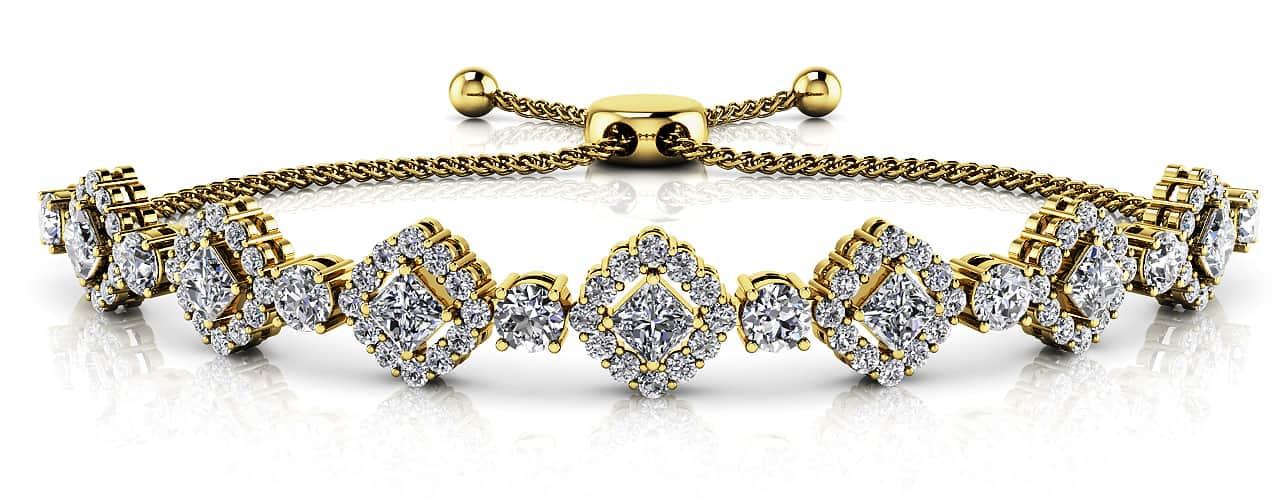 Square Link Adjustable Lab - Grown Diamond Bracelet with 2.92 ct.(finished) 1.3mm, 3mm, 3.2mm - Luxury Time NYC