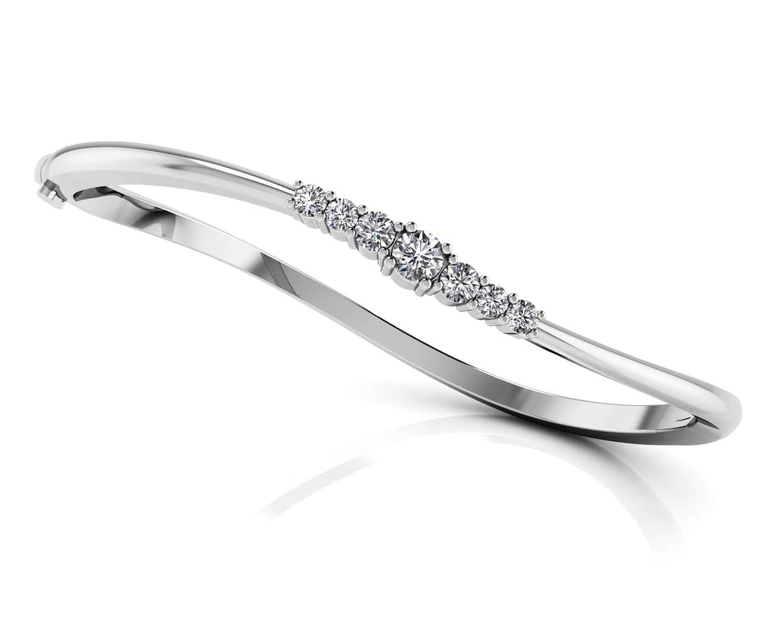 Stylish Seven Stone Diamond Bangle with 0.50 ct.(finished) 2.3mm, 2.7mm, 3.5mm - Luxury Time NYC