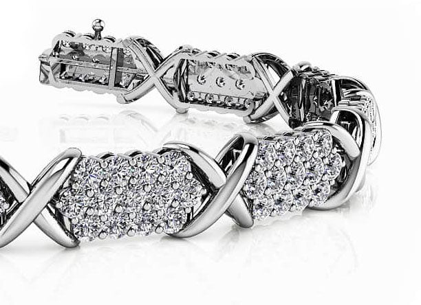 Stylized X Triple Row Lab - Grown Diamond Bracelet with 4.00 ct.(finished) 1.7mm - Luxury Time NYC