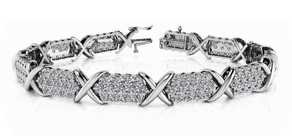 Stylized X Triple Row Lab - Grown Diamond Bracelet with 4.00 ct.(finished) 1.7mm - Luxury Time NYC