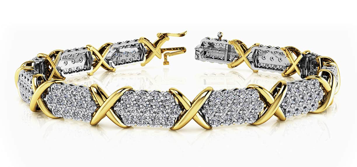 Stylized X Triple Row Lab - Grown Diamond Bracelet with 5.72 ct.(finished) 2.25mm - Luxury Time NYC