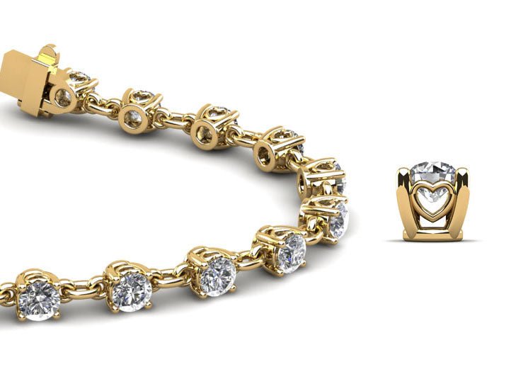 Sweetheart Chain Link Diamond Tennis Diamond Bracelet with 1.41 ct.(finished) 2.3mm - Luxury Time NYC