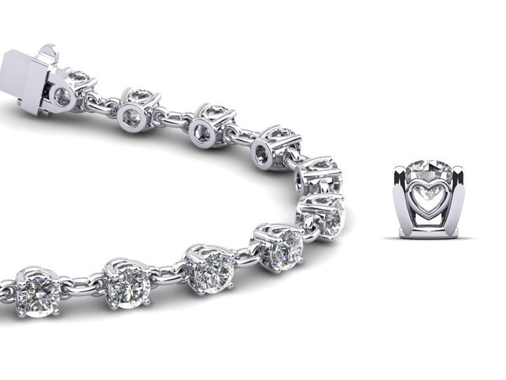 Sweetheart Chain Link Diamond Tennis Diamond Bracelet with 1.41 ct.(finished) 2.3mm - Luxury Time NYC