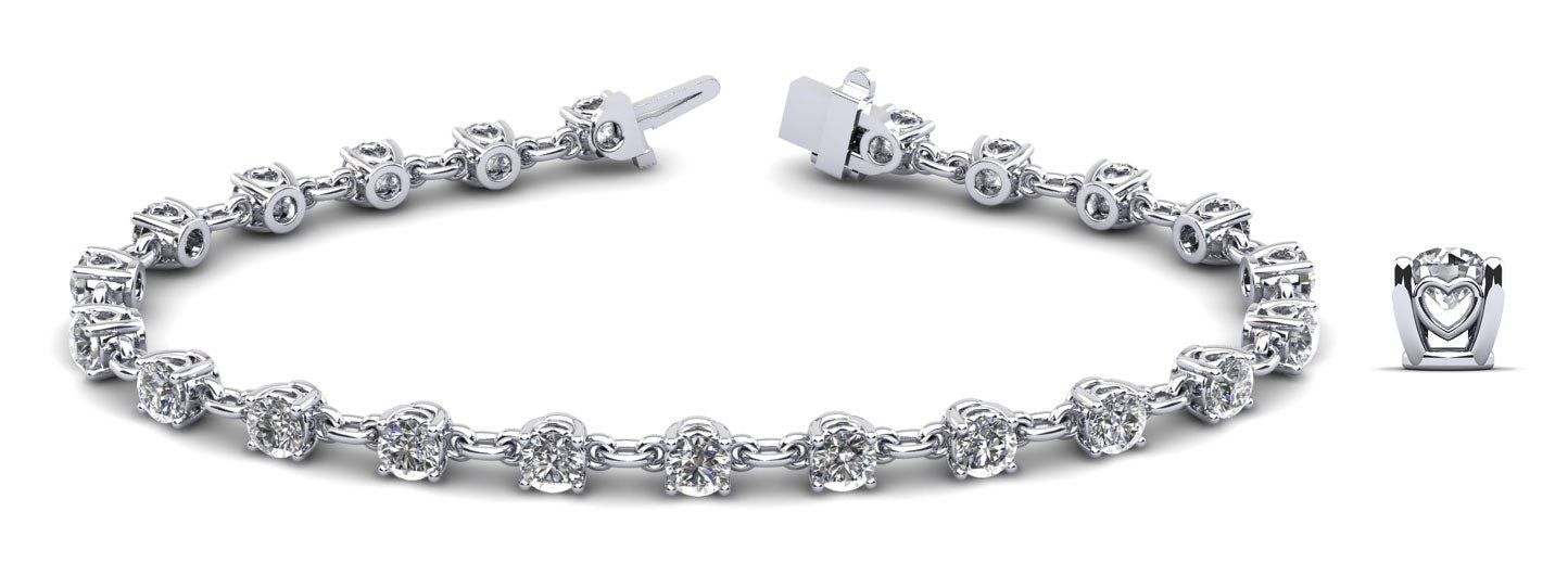 Sweetheart Chain Link Diamond Tennis Diamond Bracelet with 2.88 ct.(finished) 3.1mm - Luxury Time NYC