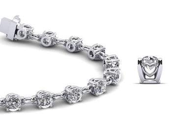 Sweetheart Chain Link Diamond Tennis Diamond Bracelet with 3.89 ct.(finished) 3.6mm - Luxury Time NYC