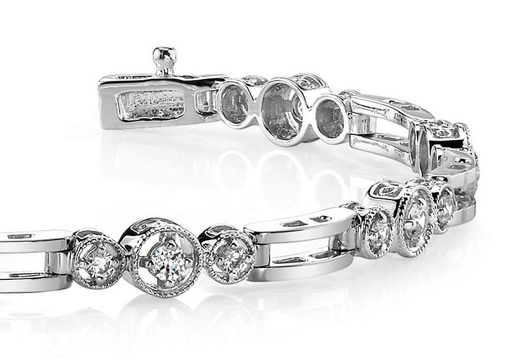 Three Across Bridge Link Diamond Bracelet with 1.01 ct.(finished) 2mm, 2.5mm - Luxury Time NYC