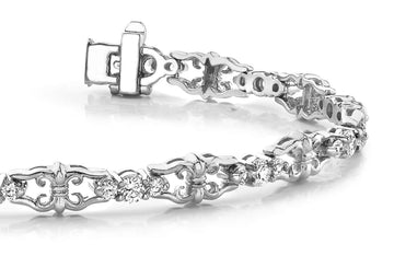 Three Across Crown Link Diamond Bracelet with 1.08 ct.(finished) 1.7mm, 2mm - Luxury Time NYC