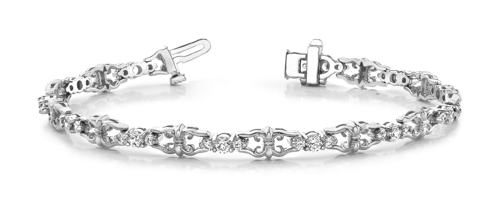 Three Across Crown Link Diamond Bracelet with 2.05 ct.(finished) 2mm, 3mm - Luxury Time NYC