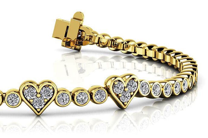 Three Hearts Of Love Diamond Bracelet with 2.11 ct.(finished) 2mm - Luxury Time NYC