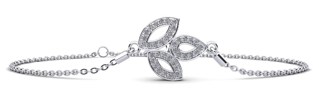 Three Leaf Diamond Adjustable Diamond Bracelet with 0.30 ct.(finished) 1.2mm - Luxury Time NYC