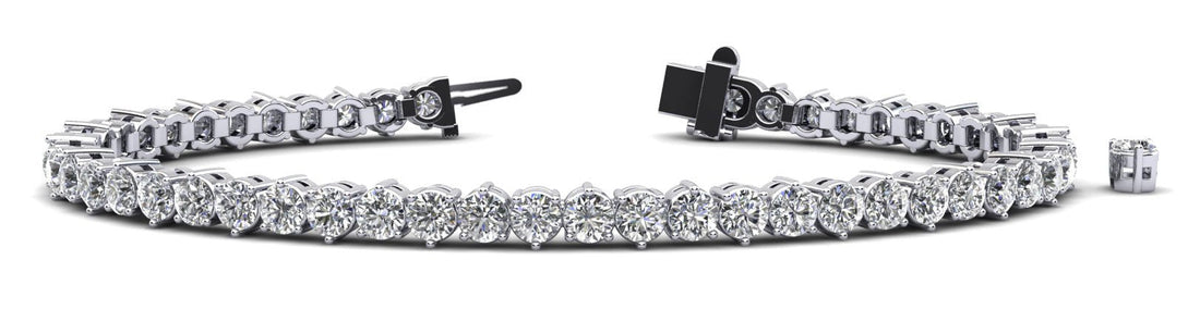 Three Prong Alternating Diamond Tennis Bracelet with 10.00 ct.(finished) 4mm - Luxury Time NYC