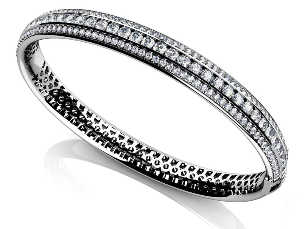 Three Row Channel And Prong Set Bangle Diamond with 2.97 ct.(finished) 1.3mm, 2.4mm - Luxury Time NYC