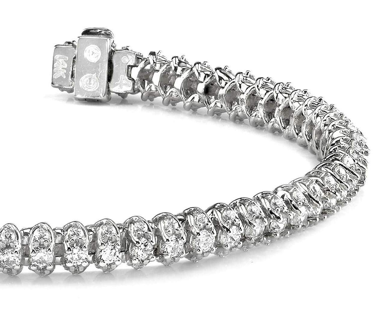 Three Row Diamond Scoop Link Bracelet Lab - Grown Diamond with 3.16 ct.(finished) 1.25mm, 2mm - Luxury Time NYC