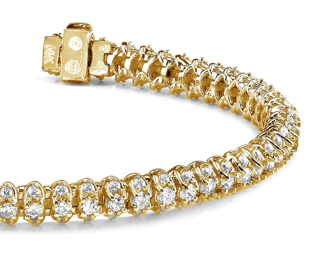 Three Row Diamond Scoop Link Bracelet Lab - Grown Diamond with 3.16 ct.(finished) 1.25mm, 2mm - Luxury Time NYC