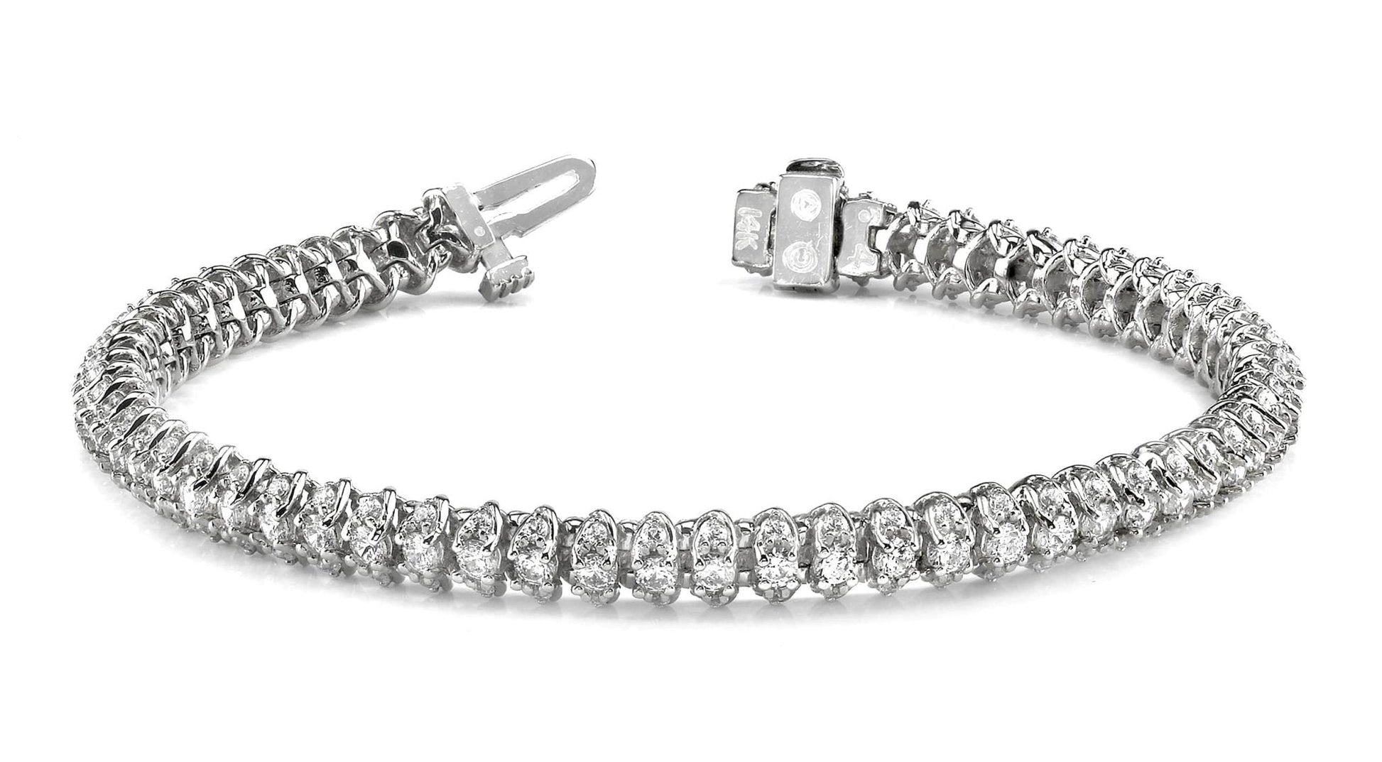 Three Row Diamond Scoop Link Bracelet Lab - Grown Diamond with 3.16 ct.(finished) 1.25mm, 2mm - Luxury Time NYC