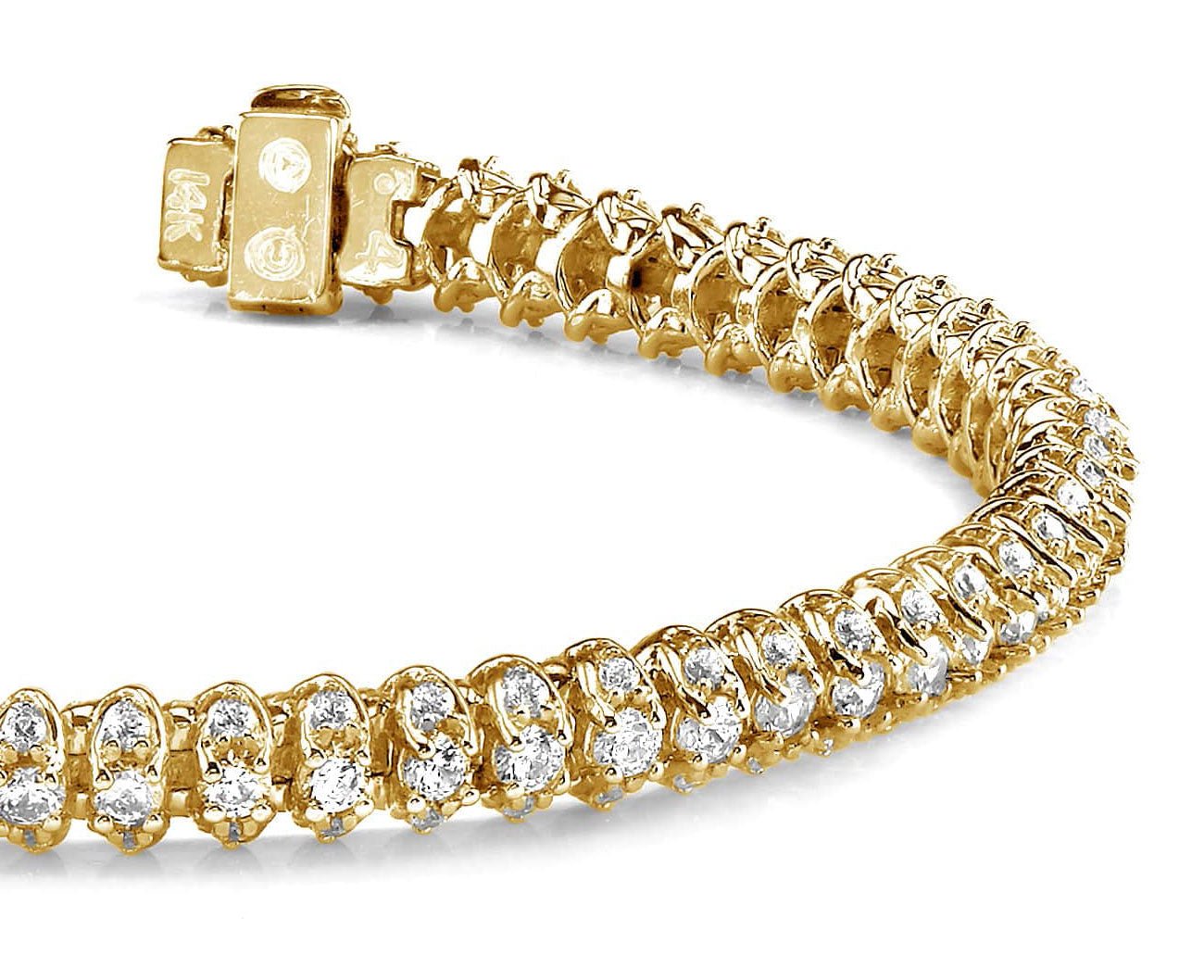 Three Row Diamond Scoop Link Bracelet Lab - Grown Diamond with 5.04 ct.(finished) 1.25mm, 2.5mm - Luxury Time NYC