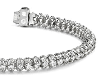 Three Row Diamond Scoop Link Bracelet Lab - Grown Diamond with 7.01 ct.(finished) 1.7mm, 3mm - Luxury Time NYC