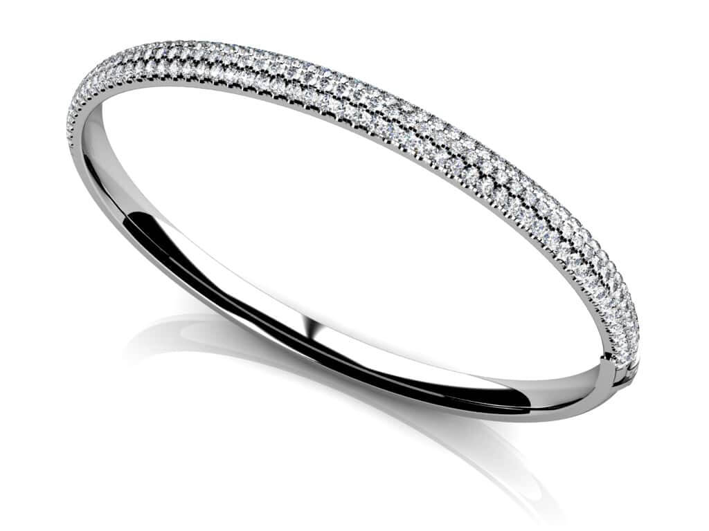 Three Row Pave Diamond Bangle with 2.30 ct.(finished) 1.5mm - Luxury Time NYC