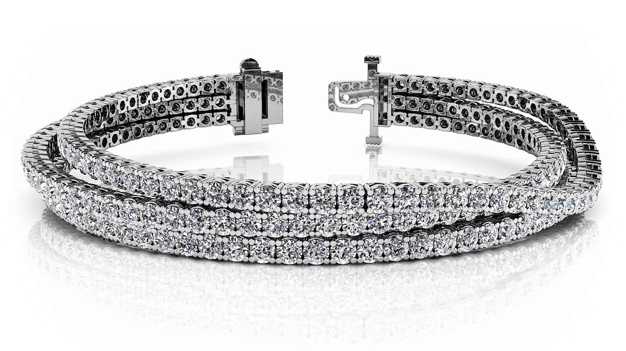 Three Rows Flexible Diamond Bracelet with 8.49 ct.(finished) 2.2mm - Luxury Time NYC