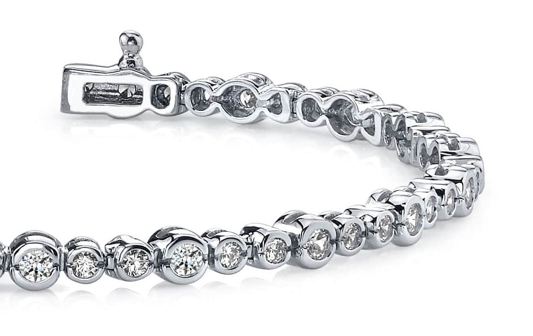 Timeless Half Bezel Diamond Bracelet with 2.07 ct.(finished) 2mm, 2.5mm - Luxury Time NYC