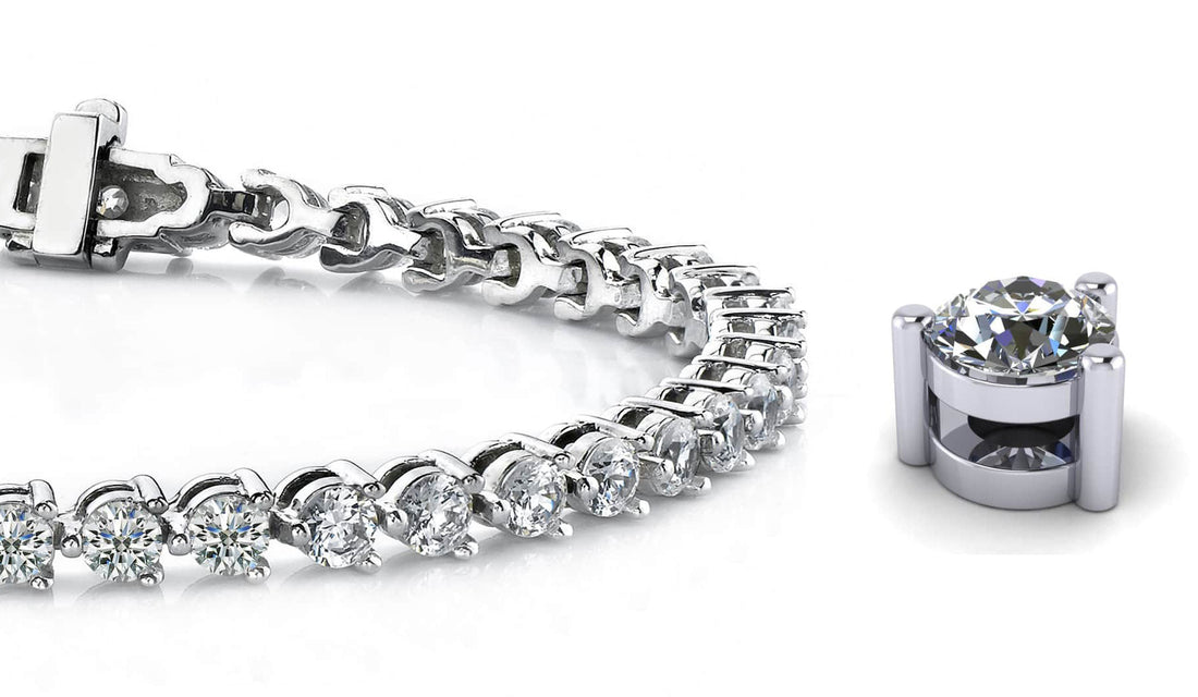 Timeless Three Prong Diamond Tennis Bracelet with 10.00 ct.(finished) 4.3mm - Luxury Time NYC