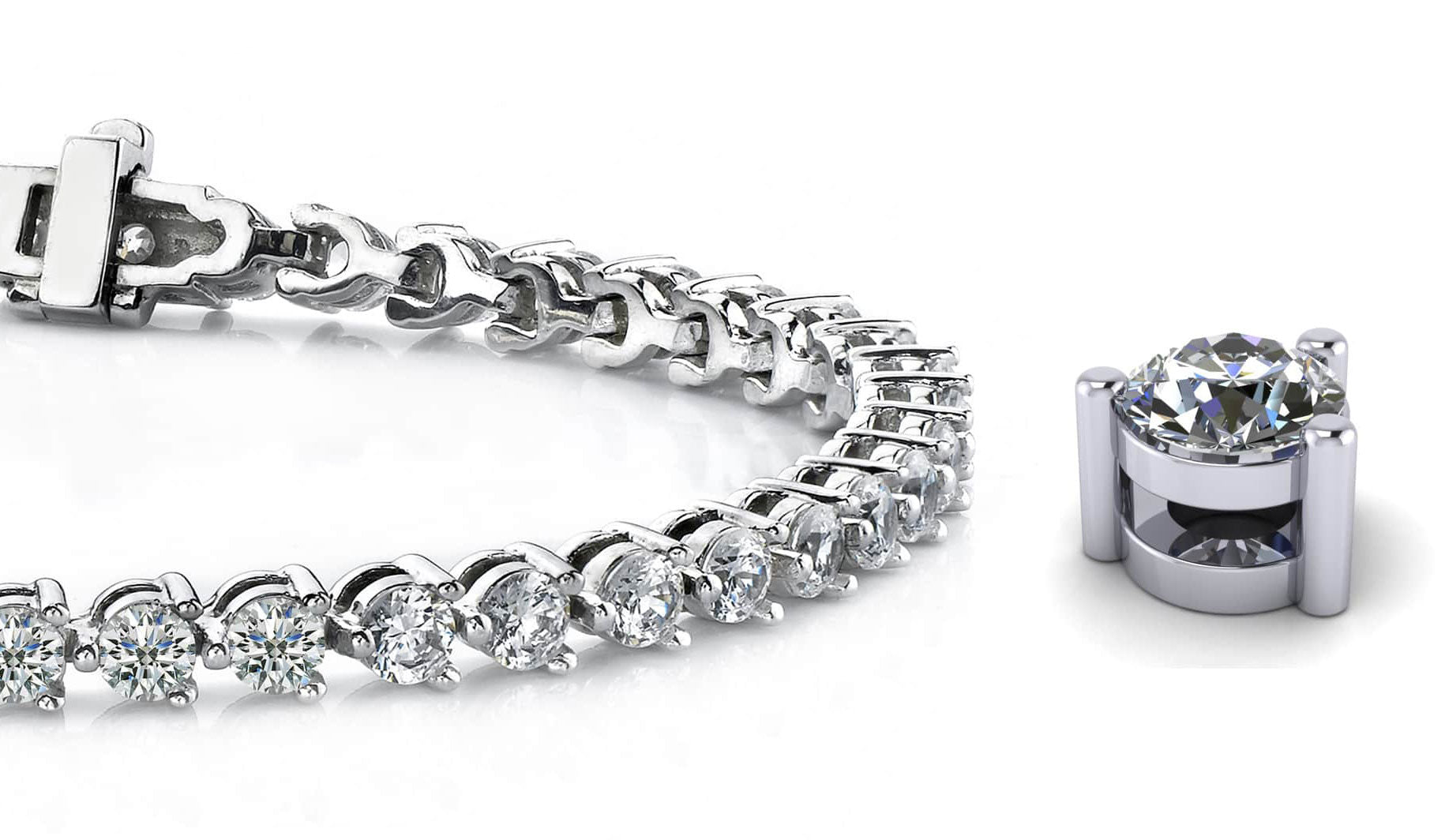 Timeless Three Prong Diamond Tennis Bracelet with 12.40 ct.(finished) 4.7mm - Luxury Time NYC