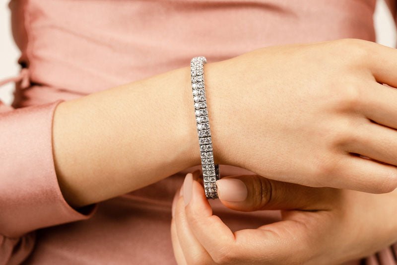 Timeless Two Row Diamond Tennis Bracelet Lab - Grown Diamond with 10.50 ct.(finished) 3.0mm - Luxury Time NYC