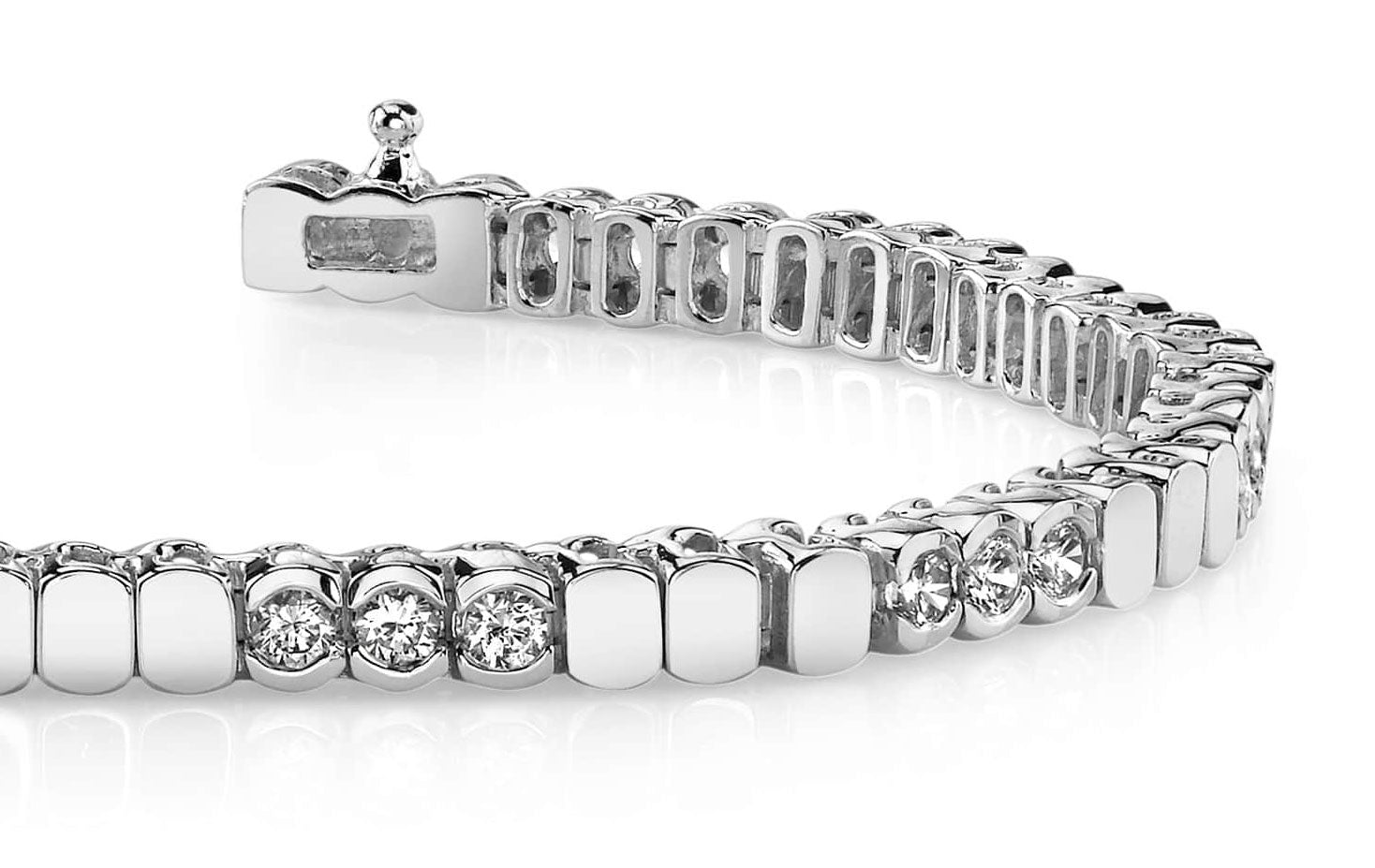 Triple Bezel Diamond Bracelet with 1.80 ct.(finished) 2.5mm - Luxury Time NYC