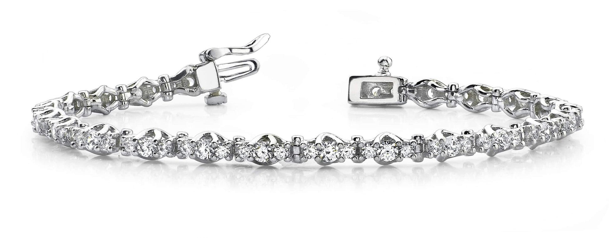 Triple Diamond Link Diamond Bracelet with 2.07 ct.(finished) 1.5mm, 2.25mm - Luxury Time NYC