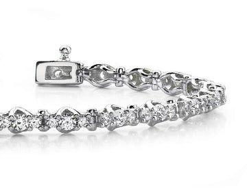 Triple Diamond Link Diamond Bracelet with 2.07 ct.(finished) 1.5mm, 2.25mm - Luxury Time NYC