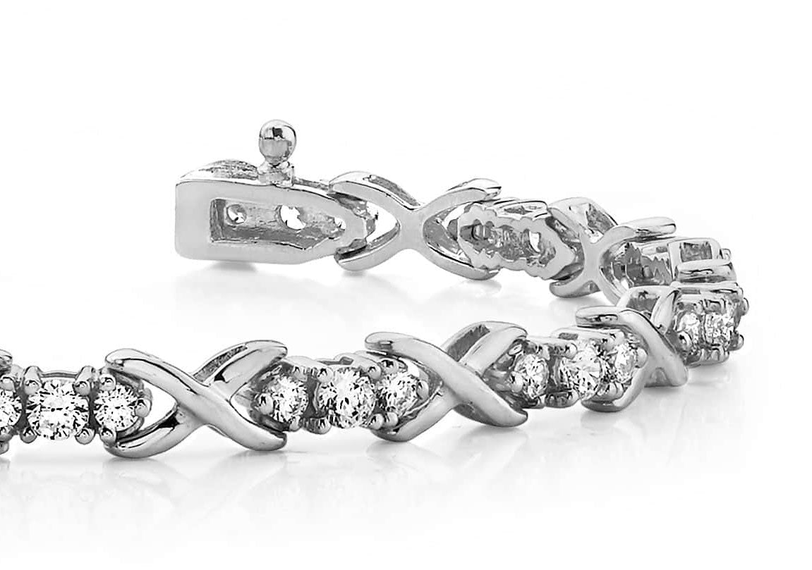 Triple Diamond X Link Diamond Bracelet with 1.96 ct.(finished) 2mm, 2.8mm - Luxury Time NYC