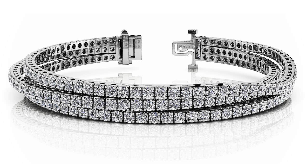 Triple Strand Flexible Diamond Tennis Bracelet Lab - Grown Diamond with 16.56 ct.(finished) 3.2mm - Luxury Time NYC