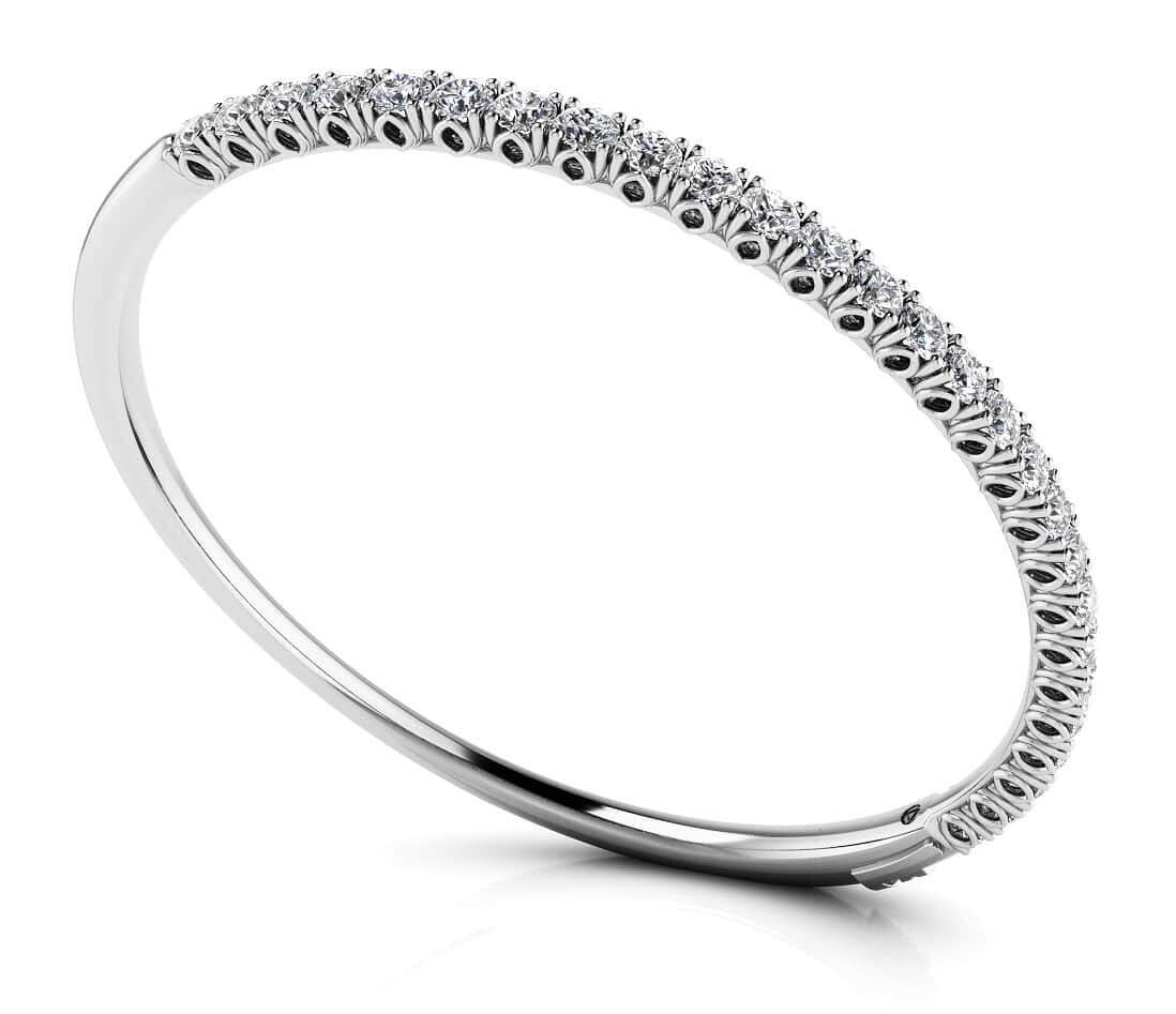 Tulip Edge Diamond Bangle Bracelet with 2.84 ct.(finished) 3mm - Luxury Time NYC