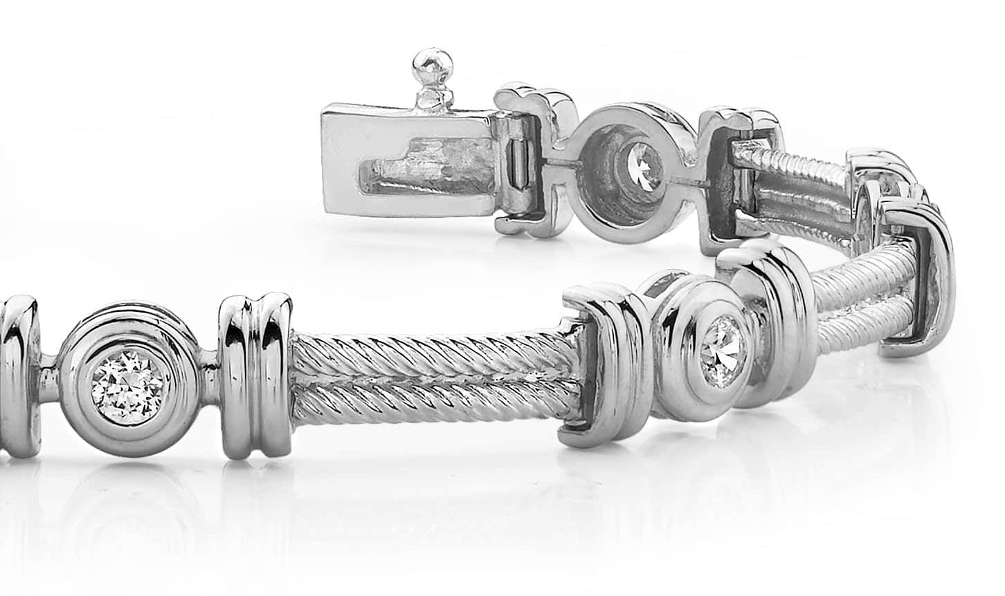 Twisted Rope Link Diamond Bracelet with 0.98 ct.(finished) 3.4mm - Luxury Time NYC