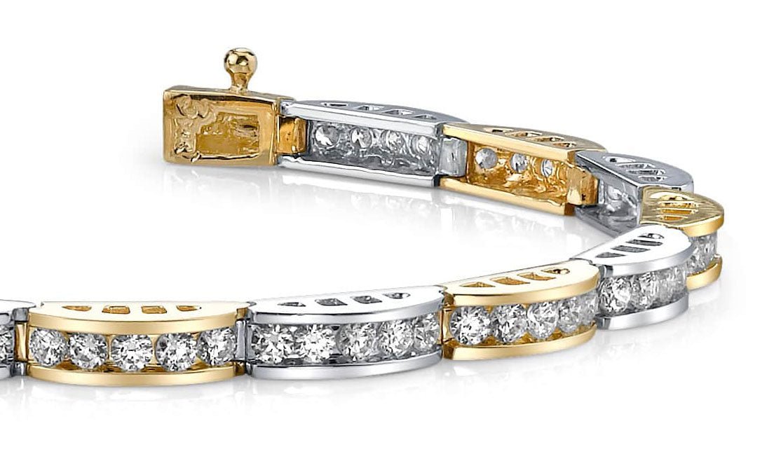 Two Tone Channel Link Diamond Bracelet with 1.98 ct.(finished) 1.8mm - Luxury Time NYC