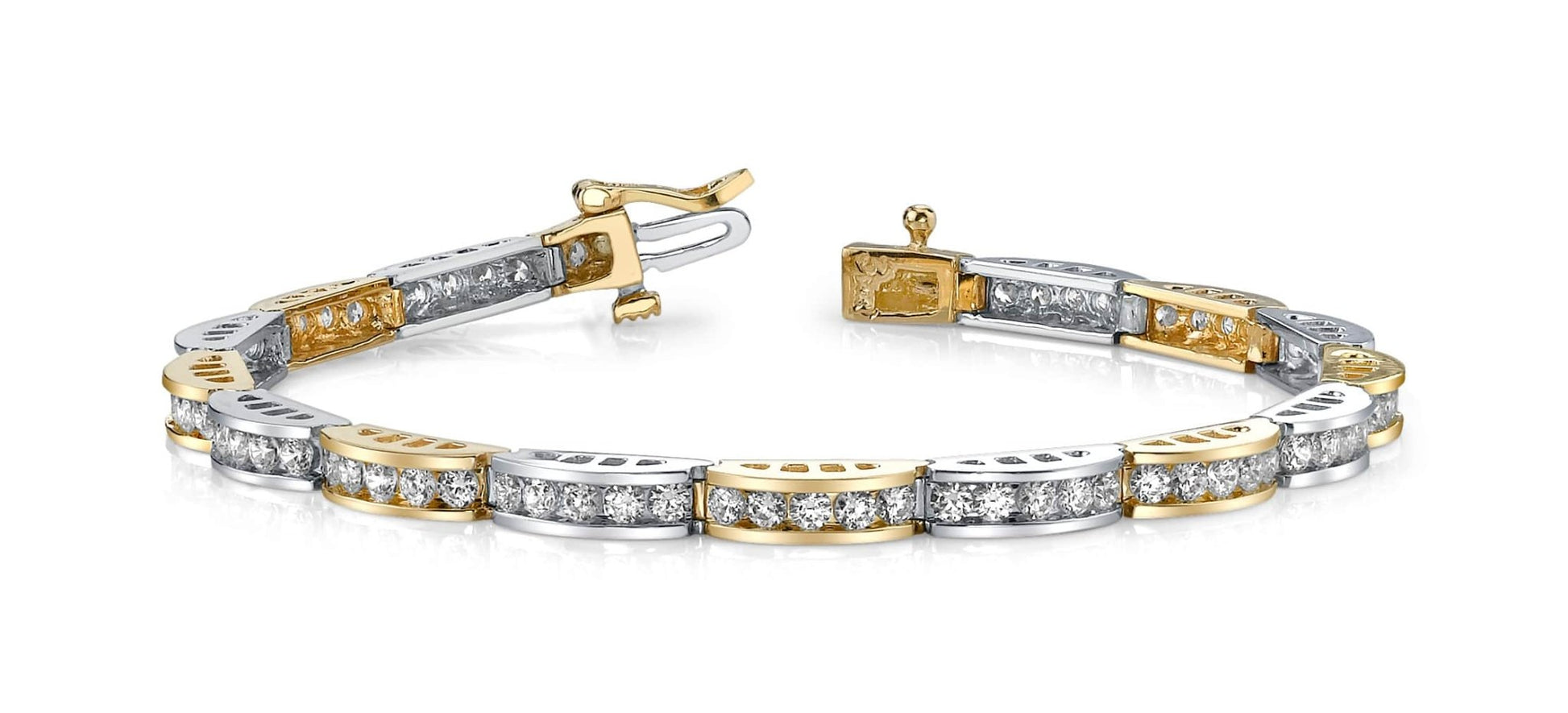 Two Tone Channel Link Lab - Grown Diamond Bracelet with 4.00 ct.(finished) 2.5mm - Luxury Time NYC