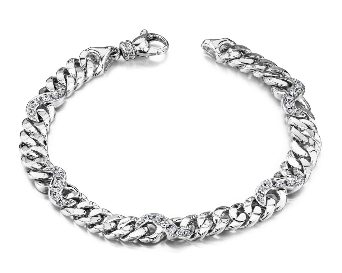 Two Tone Diamond Figure Eight Diamond Bracelet with 0.85 ct.(finished) 1.5mm, 1.8mm, 2.2mm - Luxury Time NYC