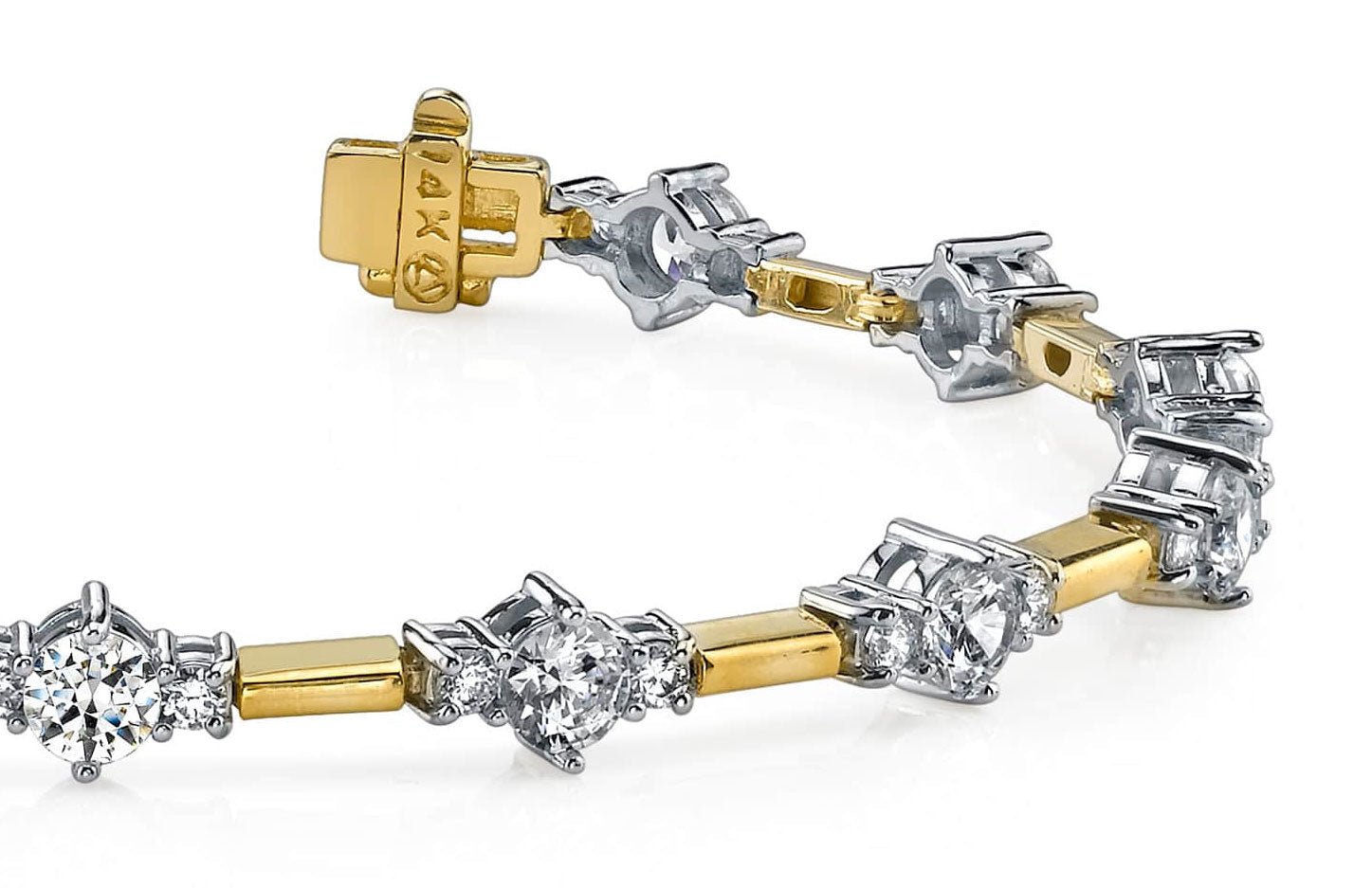 Two Tone Triple Lab - Grown Diamond Bracelet with 2.99 ct.(finished) 2mm, 3.5mm - Luxury Time NYC