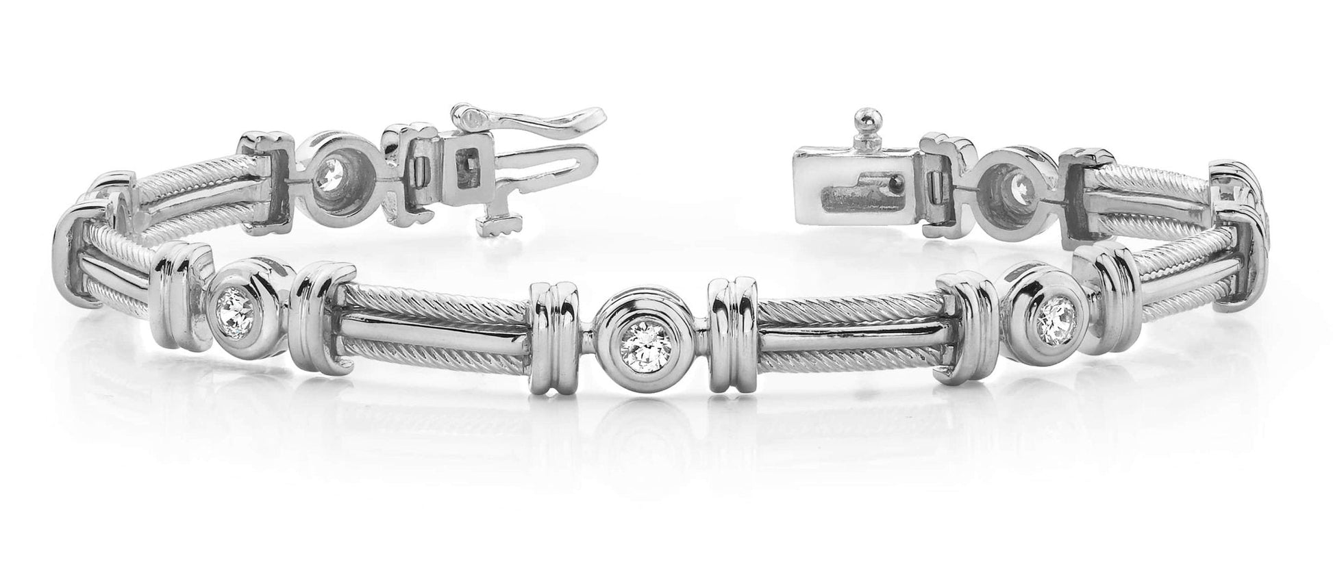 Two Tone Twisted Rope Diamond Bracelet with 0.98 ct.(finished) 3.4mm - Luxury Time NYC