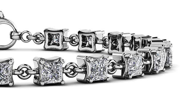 Unique Princess Cut Diamond Link Tennis Diamond Bracelet with 3.26 ct.(finished) 3mm - Luxury Time NYC