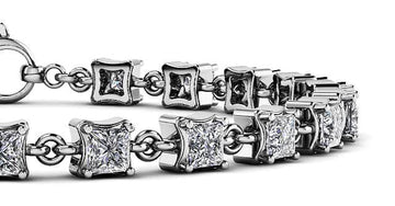 Unique Princess Cut Diamond Link Tennis Diamond Bracelet with 5.61 ct.(finished) 3.5mm - Luxury Time NYC