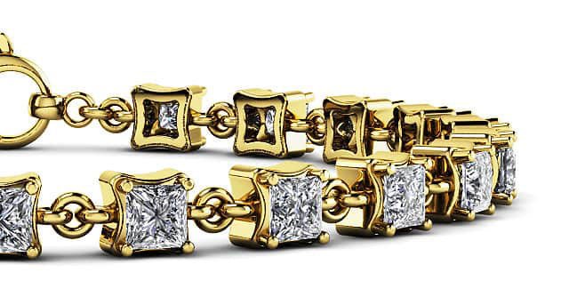 Unique Princess Cut Diamond Link Tennis Lab - Grown Diamond Bracelet with 5.61 ct.(finished) 3.5mm - Luxury Time NYC