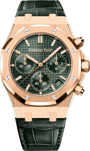 Audemars Piguet Royal Oak 41mm Chronograph "50th Anniversary" Rose Gold Khaki Green Dial Leather Strap - 26240OR.OO.D404CR.01